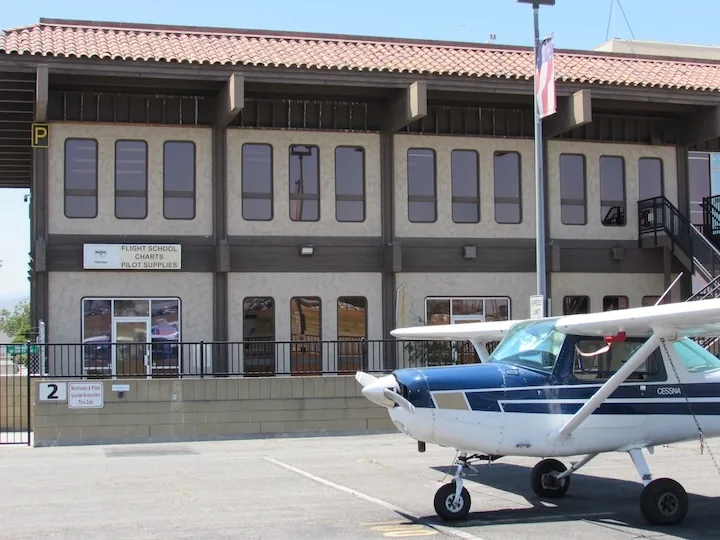 The front office of the flight school at Riverside Municipal Airport