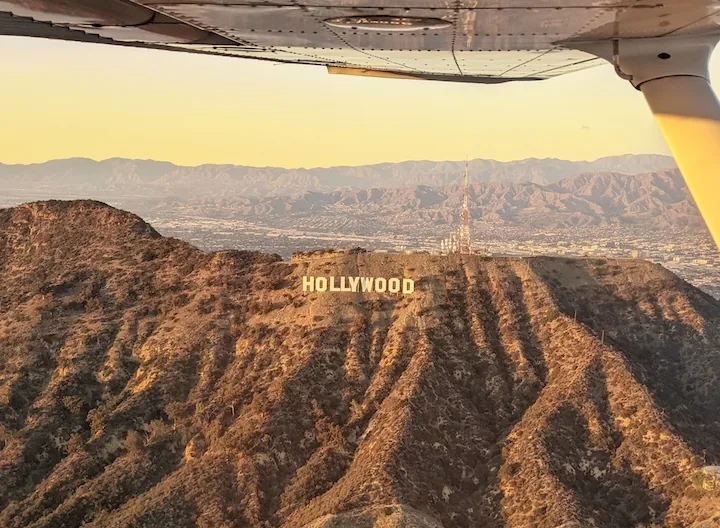 The Hollywood Sign from the cockpit during a Southern California discovery flight