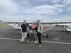 Commercial pilot training debrief with CFI after a precision-maneuvers training flight